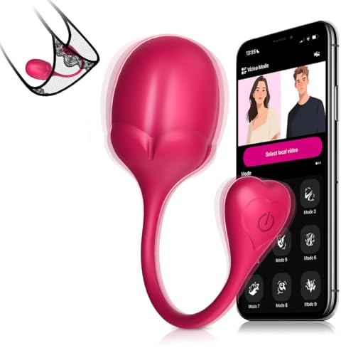 APP Leise Vibro Ei Erotik Sex Spielzeug für die Frau Paare JFRong Silikon Analvibrator Tragbar Dildo mit 10 Vibrationsmodi für Sie Sex Toyset Damen G-Punkt Klitoris Anal Stimulator(Rot)