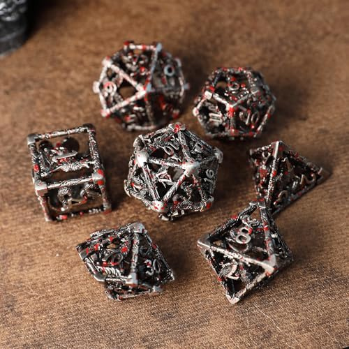 Metall DND tärningsset 7 ihåliga 3D örn varg orm DND tärning ihålig polyeder tärning D20 D12 D10 D% D8 D6 D4 för Dungeons & Dragons RPG brädspel bordsspel RPG MTG spel