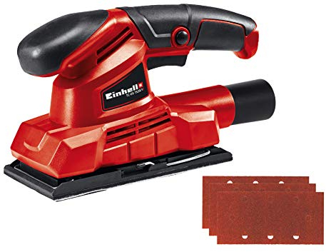 Einhell Schwingschleifer TC-OS 1520/1 (150W, 24 1-minSchwingzahl, Kletthaftung u. Klemmvorrichtung, Softgrip,inkl. 3x Schleifpapier (P120)), Rot