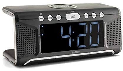 Caliber Radio wecker - Doppelter Alarm - mit FM-Radio - Dimmbarer LED-Anzeige - mit Wireless Charger - Qi-Technologie - Schwarz - 218 x 88 x 94 mm