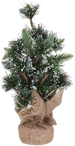 Home & Styling Mini Weihnachtsbaum grün 30cm mit Jutesack Glitzer Schnee Tisch Christbaum
