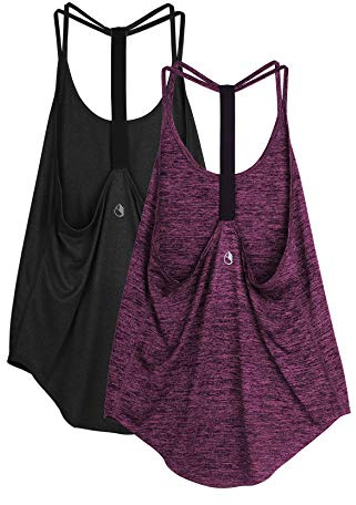 icyzone Workout Tank Top for Women - Tie Back Activewear Exercise Athletic Yoga Tops Running Gym Shirts(Pack of 2)