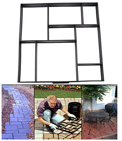 SOULONG Gartenpflasterform, 4 Stile, DIY Beton Trittsteinform für Garteneinfahrt (8 Gitter 50 × 50 × 4,5 cm)