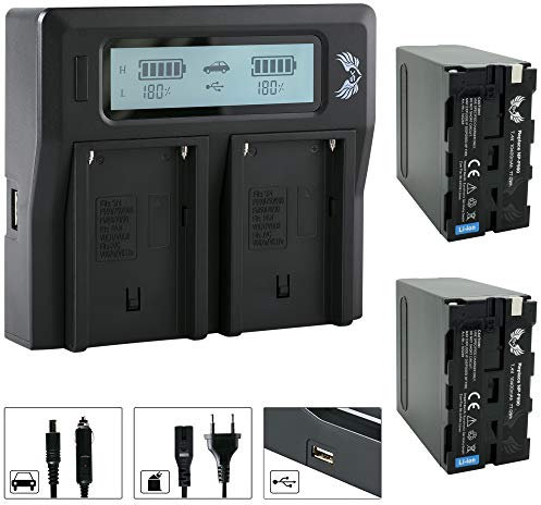 2X SK Akku Ersatz für Sony NP-F990 |- 10400mAh -| + LCD Dual Charger für Sony Akku NP-F550 NP-F750 NP-F960 NP-F970 NP-F980 Blitzgeräte Videoleuchten