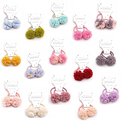 LYXOTO 30 elastici per capelli con pompon in gomma morbida, per donne e ragazze (set da 30 pezzi)