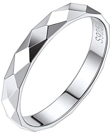 Silvora 925 Silber Damen Ringe 3mm breit für Frauen Männer Stapelbar Memoire Hochzeitsring Facetten Design Verlobungsringe Freundschaftsringe Partnerringe in Silber Ringgröße 54.4(17.25)