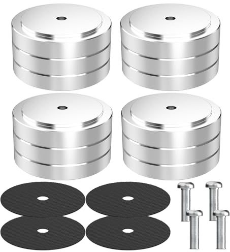 Monosaudio 4St HiFi Lautsprecherständer Füße Spike Pads 40mmx20mm Isolationsfüße Gerätefüße Aluminium Stoßdämpfer Füße HiFi Untersetzer mit Schraube M4 für Verstärker Subwoofer Plattenspieler DAC
