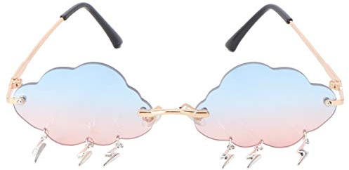 VALICLUD Wolke Sonnenbrille Randlose Vintage Sonnenbrille Lustige en Disco e Blitz Quaste für Frauen Männer Getönte e Festival Sonnene