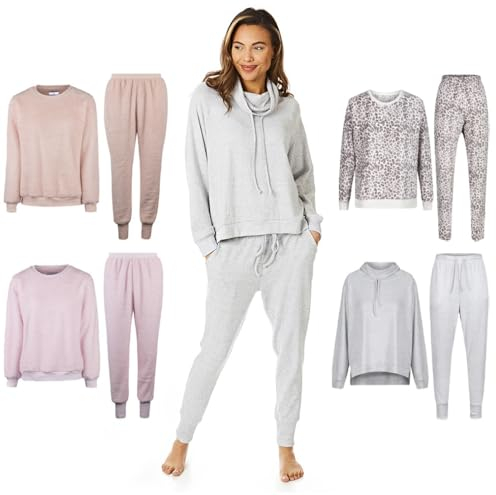 Light & Shade Pretty Woman dam supermjuk snit twosie träningsoverall set bekväm varm mjuk loungewear, grå, L/XL