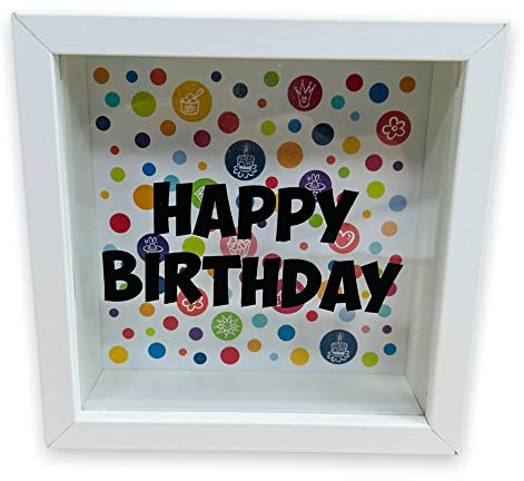 BUSDUGA 2926 Sparkasse Happy Birthday Spardose Bilderrahmen 15x15x5cm Geschenkidee