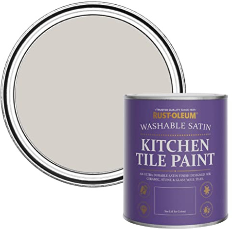 Rust-Oleum Grey water resistant Kitchen Tile Paint in Satin Finish - Babushka 750ml