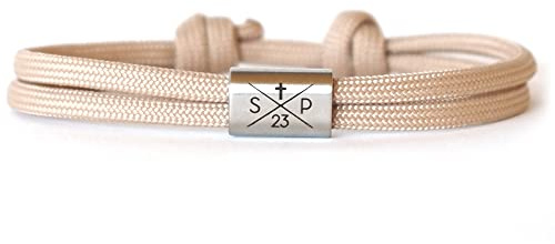 Personalisiertes Kinderarmband mit Kreuz Gravur für Jungen & Mädchen – Kommunionsgeschenk aus Edelstahl & Nylon – Armband mit Initialen und Symbolen zur Firmung, Konfirmation, Taufe