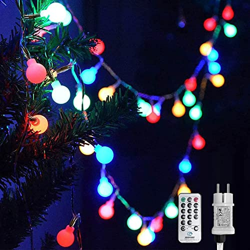 WOWDSGN Kugel Lichterkette Bunt, 10M 100 LEDs Dimmbar Partylichterkette mit Stecker für Innen und Außen, 8 Leuchtmode, Enegiesparend, ideal für Weihnachten, Hochzeit, Party, Garten