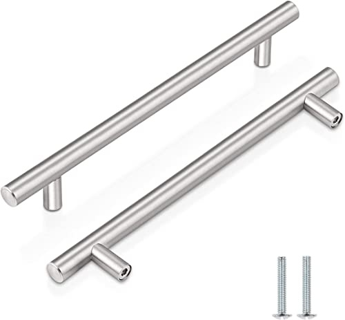 CCHONG 2 Pack Kitchen Cupboard Handles Stainless Steel Kitchen Door Handles Brushed Cabinet Handles Wardrobe Drawer (2 Pack Silver, Hole Centre 128mm)