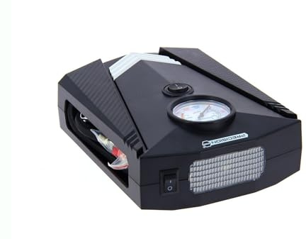 PRECISION STEEL Mini Compresor de 12 V, 8 bares, Puntas Presta, Schrader, Aguja, Negro