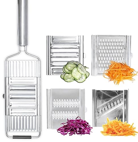 Cheese Grater Manual Stainless Steel Grater 4 in 1 Vegetable Cutter Slicer Fruit Carrot Peeler Potato Grater Cheese Shredder 4Blades