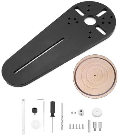 QWORK® Gabarit de coupe circulaire compatible avec fraiseuse à bois électrique Bosch RT0700C DRT50 Makita GMR1 - Diamètre de coupe de 2 cm à 68 cm