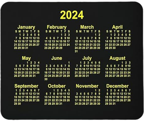 FaceYee Mauspad mit 2025er-Kalender, rutschfest, für Büro, Laptop, Computer, 240 x 200 x 4 mm, 2 Stück, Farbe: 2025, schwarzer Kalender