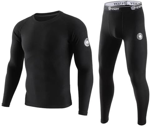 KONG JIMFAN Thermounterwäsche Herren Jogginghose Herren Unterwäsche Set Herrenschlafanzug Laufhose Herren Winter Lange Unterhose Baumwolle Herren Thermounterwäsche Herren 4XL(Schwarz,3XL)