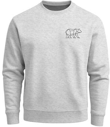 Neverless® Sweatshirt Herren Print Aufdruck Bär Polygon Design Wander Outdoor Rundhals-Pullover Fashion Streetwear