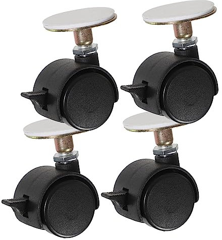 PartyKindom 4 Ruedas Giratorias Fácil Instalación de Plástico Negro Autoadhesivas y Diseño Resistente Freno y Rotación de 360 Grados para Muebles y Carritos