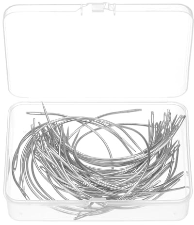 sourcing map 50 agujas curvadas de 12,7 cm tipo C, agujas de coser para hacer pelucas, tapicería, ojo grande para alfombras, cuero, lona, reparación, bloqueo de tejido