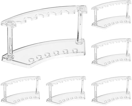 QUARKZMAN Lot de 6 Porte-Stylos en Plastique, Support Acrylique à 6 Emplacements, Présentoir pour Crayons à Sourcils, Organiseur de Pinceaux de Maquillage (Vertical Transparent)
