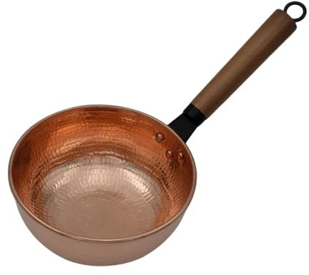Milageto Stielkasserolle, Suppentopf, multifunktionaler Kupfer-Warmhaltetopf, Kochgeschirr, Stielkasserolle, Suppentopf für Restaurant, Heimküche, Camping, Runder Boden