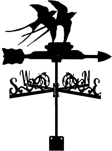 ZXXDSMYF Girouette Silhouette d'hirondelle Girouette Peinture en aérosol Noire Indicateur de Direction du Vent pour Jardin extérieur Toit Paddock Garage Coupole Décoration