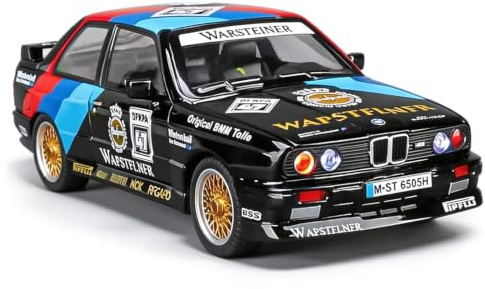 imtfzct 1/24 M3 Modellauto in lackierter Ausführung, Spielzeugauto aus Aluminiumdruckguss mit Sound- und Lichtfunktion und Pull-Back-Funktion, Sammlermodell, Geschenk für Kinder (schwarz)