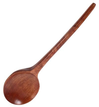 EXHUMKY Long Handle Wooden Spoon Japanese Soup Ladle Large Bowl Capacity Ergonomic Handle for Cooking and Serving Noodles and Soup