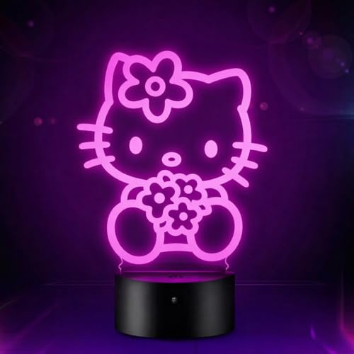 HooJtny Lampada Kitty, Luce Notturna LED 3D, Regalo per Bambini Fidanzata