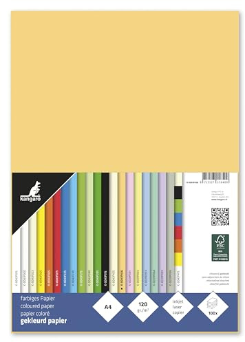 Kangaro - Tonpapier Dunkel Chamois DIN A4-120g/m² FSC mix – 100 pack - Briefpapier Bastelpapier DIY