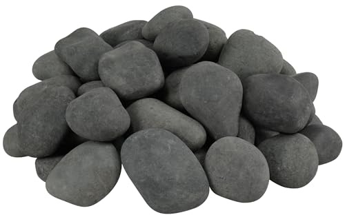VINICS Große, unpolierte Kieselsteine, 9 kg, 7,6 - 10,2 cm, schwarze Flusssteine, handverlesene Natursteine für Landschaftsbau und Gartengestaltung, Aquarium, Wege und Hinterhof