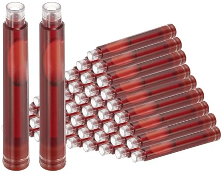 PATIKIL 50Pcs Fountain Pen Ink Cartridges, 3.4mm Bore Diameter Fountain Ink Refill Standard International Refill Cartridges for Pen Business Writing, Red