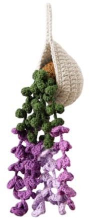 Magicherry Crochet Lavender Flower Plant Basket Car Hanging Ornaments Cute Boho Pendant Plant for Women Handmade Knitted Lavender Mirror Hanging Car Interior Accessories, Purple