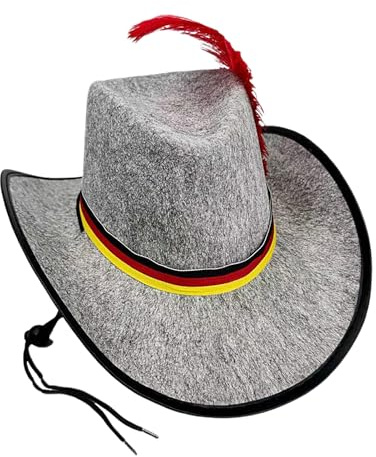 Filzhut | Oktoberfest Hut - Design Schwarz Rot Gelb für Oktoberfest Karneval Fasching Kopfbedeckung mit verstellbarem Riemen für Kostüme School Foto Events Feiern