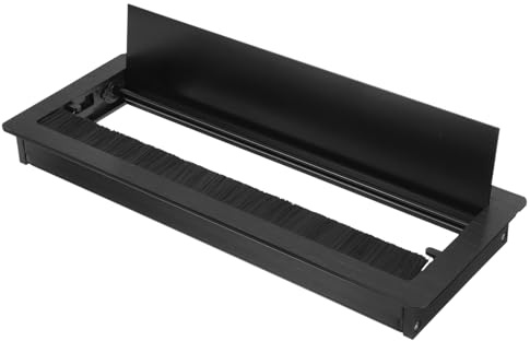 GALPADA Tapa Pasacables de Escritorio Metálica Rectangular de Aluminio 120X300 MM Color Negro Organizador para Gestión de Cables de PC Cubre Orificios Cepillo para Oficina y Muebles