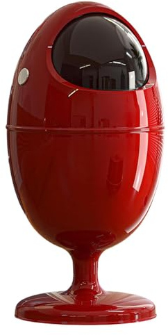 Qianly Basurero Recipiente de Basura Grande con Tapa Hermética Y Ruedas Giratorias 360° Doble Compartimento Interno Y Externo en PP para Organización Y, Rojo, Individual
