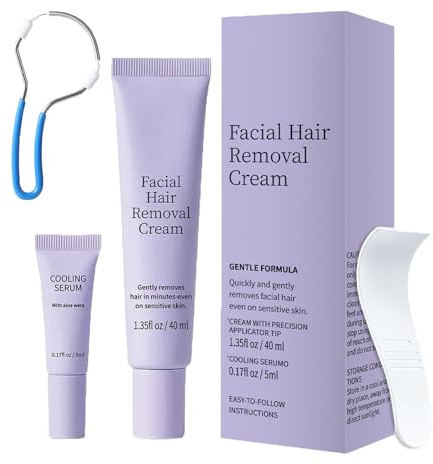 Haarentfernungscreme, 2026 Neu Enthaarungscreme Gesicht mit Serum, Facial Hair Removal Cream Oberlippenhaarentfernung Creme Gesichtshaarentferner, Für Männer und Frauen