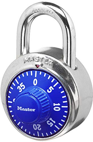 Master Lock Padlock, Standard Dial Combination Lock, 1-7/8 in. Wide, Blue, 1506D