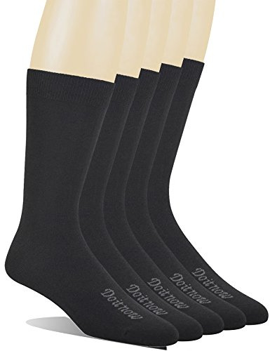 Yomandamor 5 paires de chaussettes homme absorbantes habillées en bambou avec pointe sans couture, taille 38–46, Homme, 5 Pairs Black
