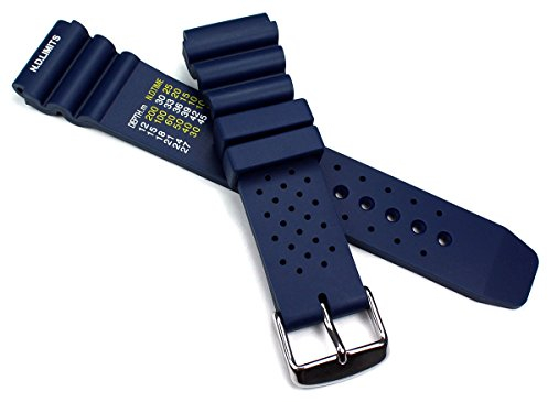 Sulla 20 mm blau KAUTSCHUK SILIKON ARMBAND TAUCHER DIVER 24 mm Dornschließe mit Wellen in blau und Schwarz