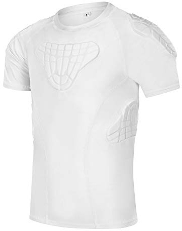 TUOYR Ungdom vadderad kompression skjorta pojkar ribb bröstskydd för barn fotboll ridning paintball rugby cykel shorts hockyball New Padded White Shirt YS