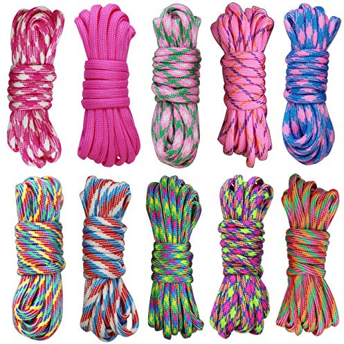 10pcs colorée Multifonction Paracordes pour Parachute Bracelet Garçon et Fille Set de Bracelet Paracord Cordelettes (Fille Couleur)