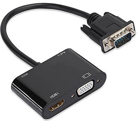 ASHATA 2 in 1 VGA zu HDMI VGA Adapter,HD VGA Konverter für Computerprojektor,Universeller VGA auf HDMI Adapter USB Kabel für Audio,4Kx2K VGA zu HDMI VGA Konverter,Plug and Play