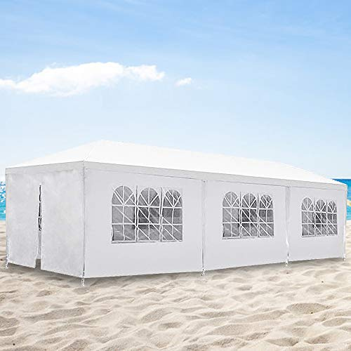 10'x30' Outdoor Canopy Party Wedding Tent,Sunshade Shelter,Outdoor Gazebo Pavilion with Removable Sidewalls Easy Set Gazebo BBQ Pavilion Canopy Cater Events (White/ 8 Removable Sidewalls)