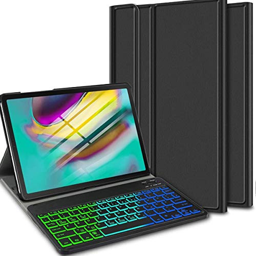 Claelech Custodia per Galaxy Tab S4 10.5 (QWERTY), sottile, in pelle, con funzione di supporto, con tastiera magnetica rimovibile, colorata, Bluetooth, wireless, per Samsung Galaxy Tab S4 T830 T835