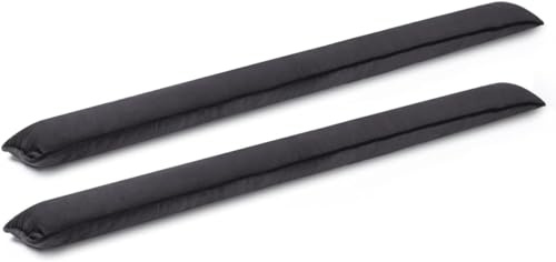 Draught Excluders - Set of 2 | Draft Stoppers for Doors & Windows | 84cm Microfibre Wind Stoppers | Prevent Draughts & Breezes at Home | Pukkr (Black)