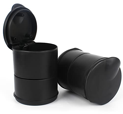 Haisheng 2 Stück Auto Aschenbecher Zigarette Aschenbecher Tragbarer Aschenbecher aus feuerfestem ABS-Material Selbstlöschend rauchfreien Stand Zylinder Cup Mülleimer mit Deckel für Auto Haus Büro